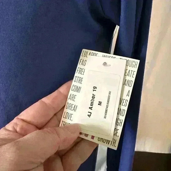 NWT LulaRoe Pullover Hoodie. Womens Size Medium. Periwinkle And Striped Accents - Picture 5 of 7